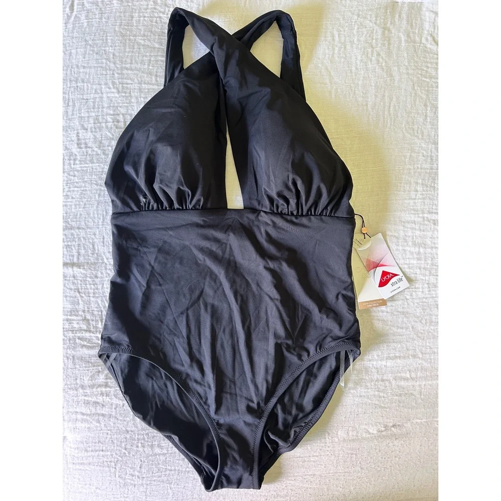 Calia Cutout Halter Black 1pc‎ Swimsuit Size 10 NWT